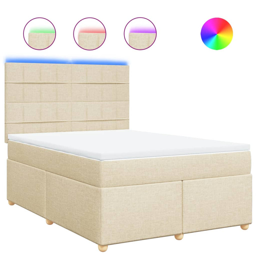 Boxspring met matras stof crèmekleurig 160x200 cm