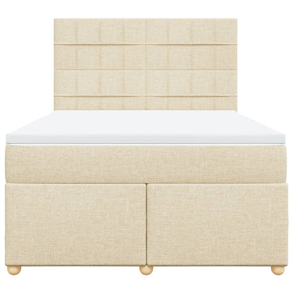 Boxspring met matras stof crèmekleurig 160x200 cm