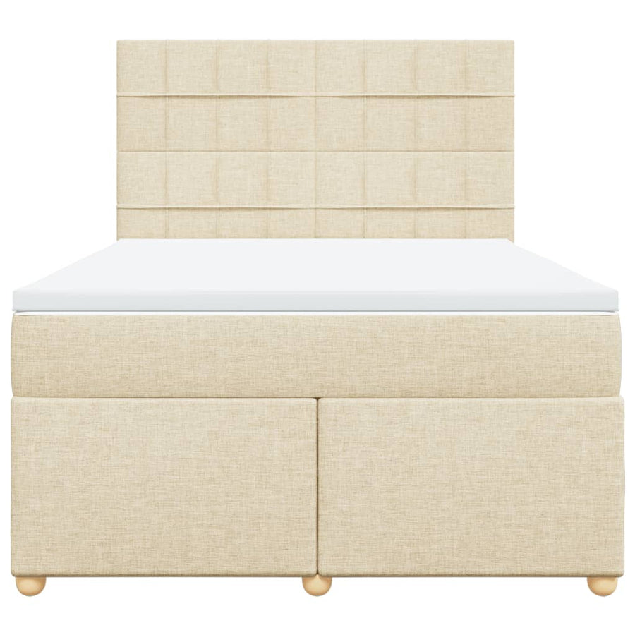 Boxspring met matras stof crèmekleurig 160x200 cm