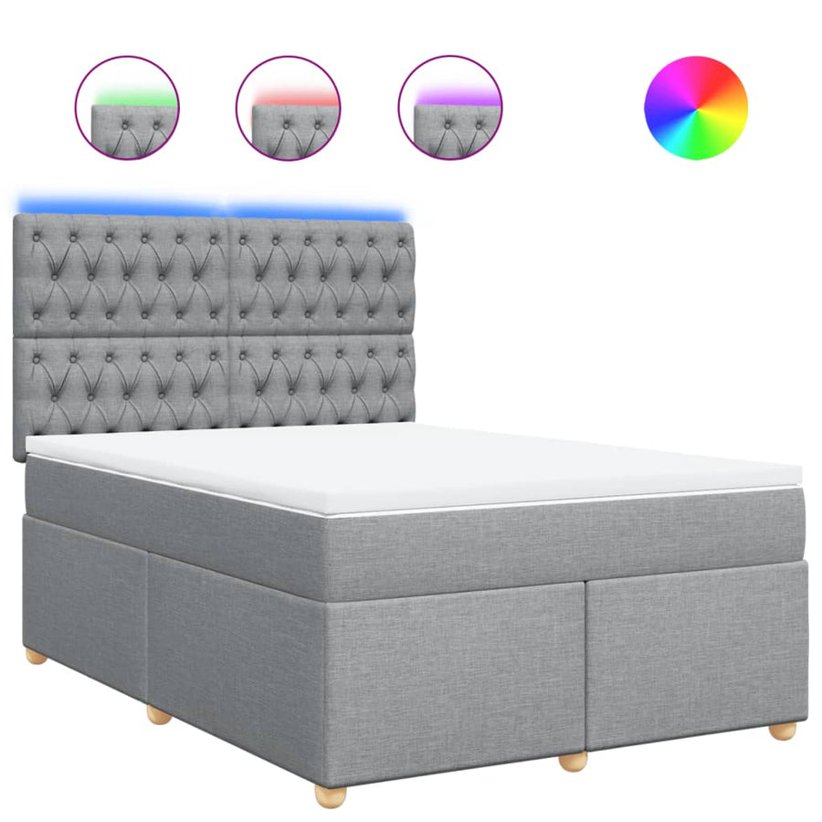 Boxspring met matras stof lichtgrijs 160x200 cm