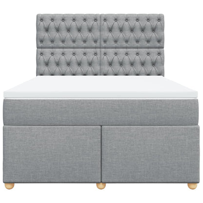 Boxspring met matras stof lichtgrijs 160x200 cm