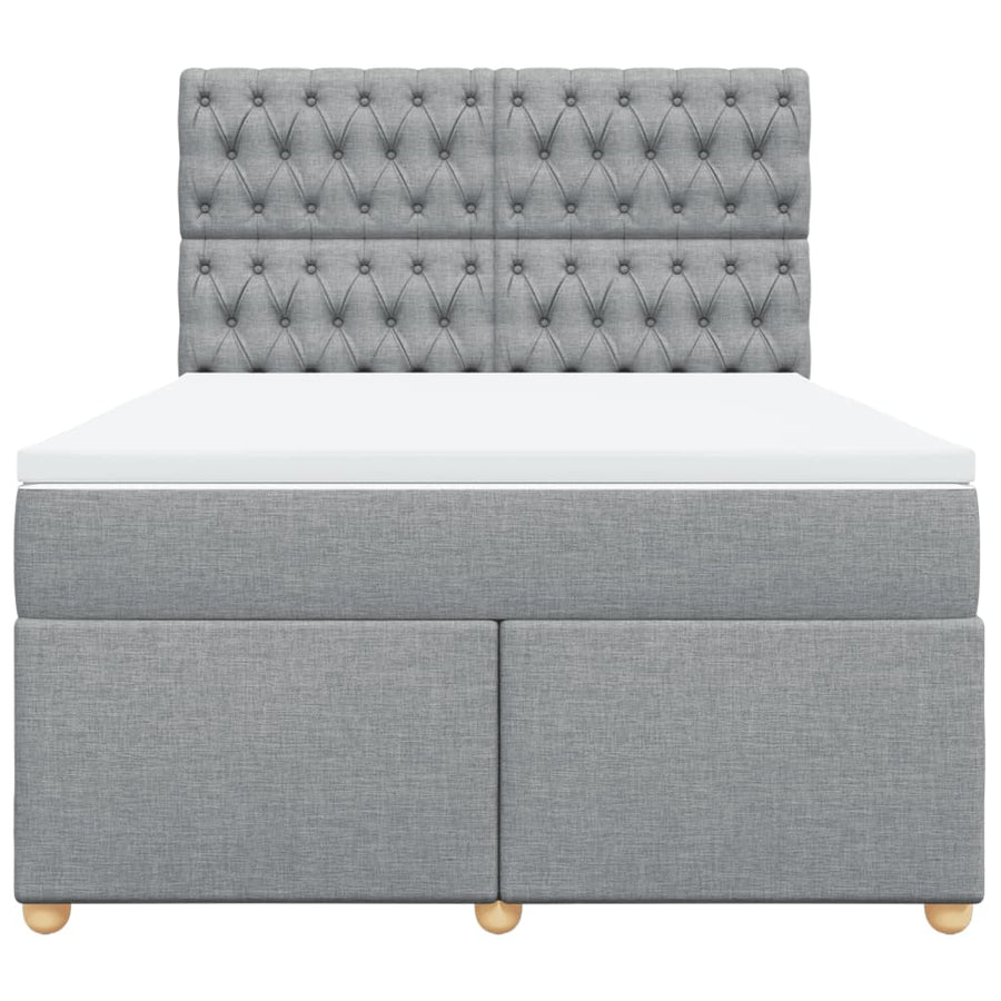 Boxspring met matras stof lichtgrijs 160x200 cm