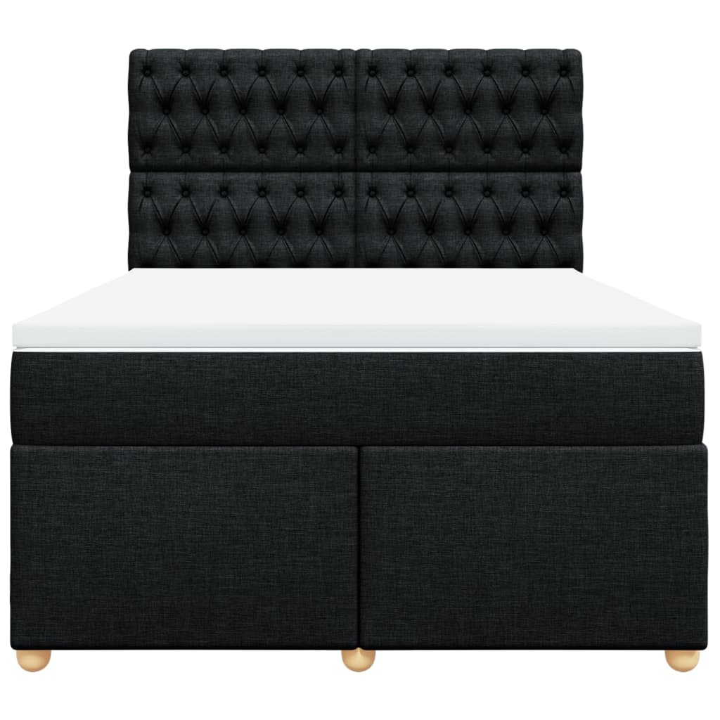 Boxspring met matras stof zwart 160x200 cm