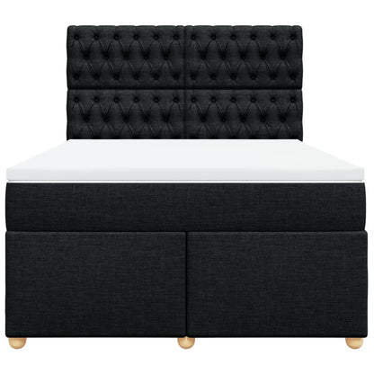 Boxspring met matras stof zwart 160x200 cm