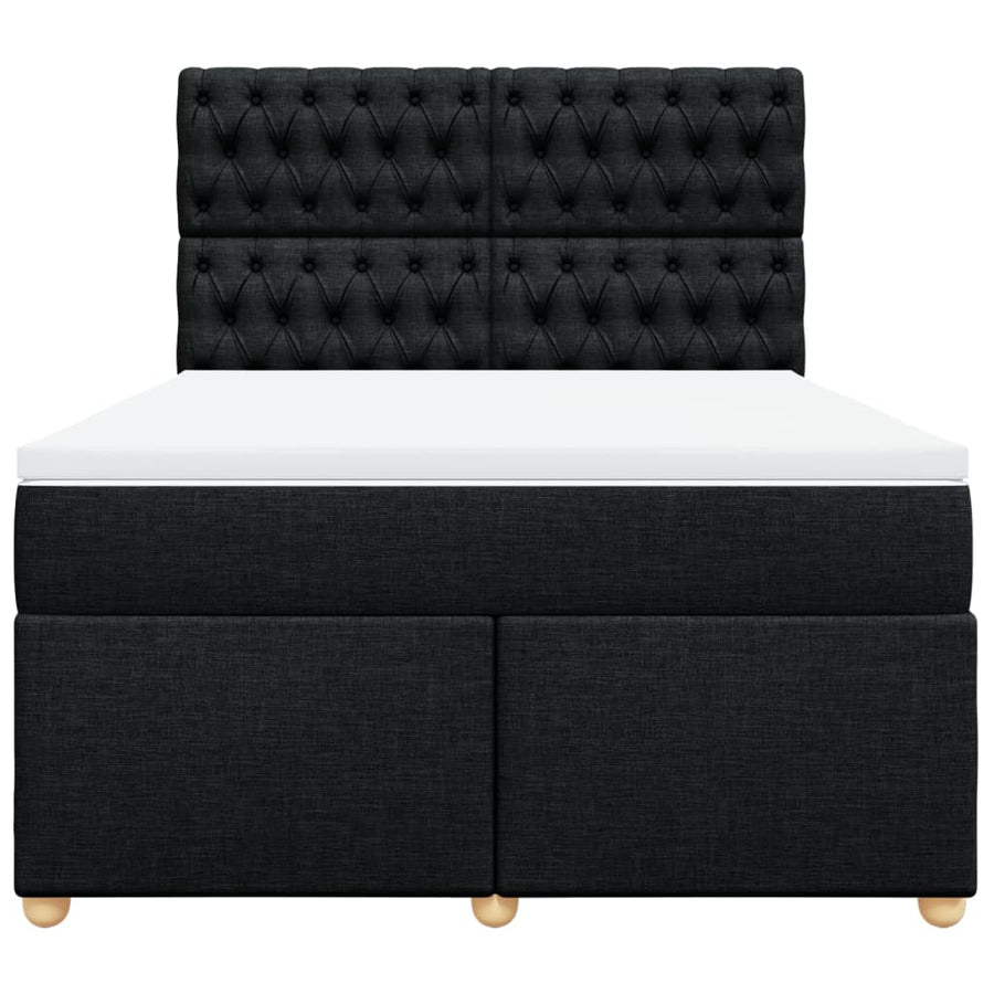 Boxspring met matras stof zwart 160x200 cm