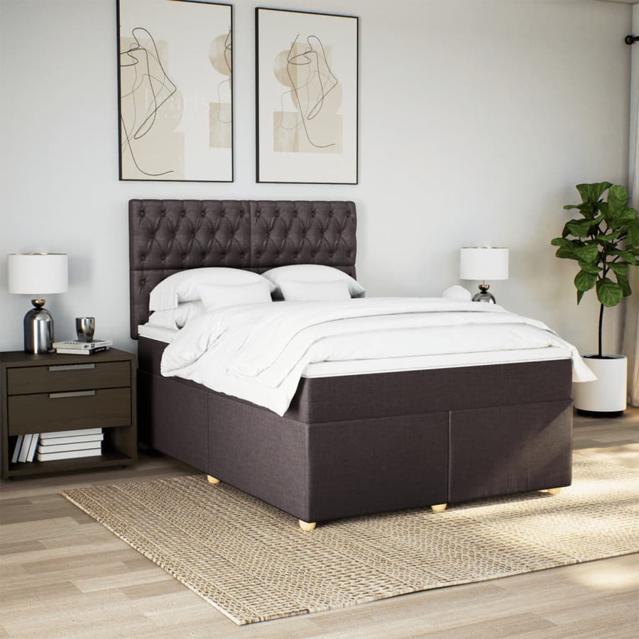 Boxspring met matras stof donkerbruin 160x200 cm