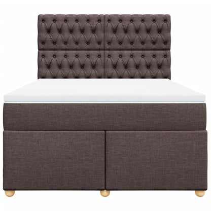 Boxspring met matras stof donkerbruin 160x200 cm