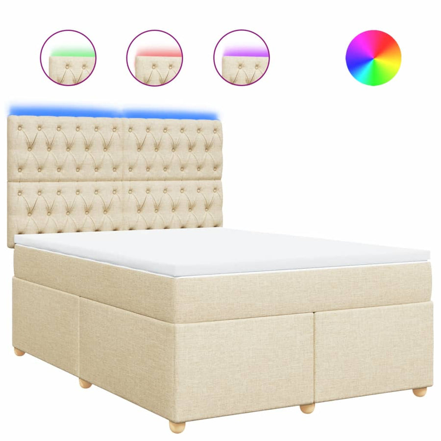 Boxspring met matras stof crèmekleurig 160x200 cm
