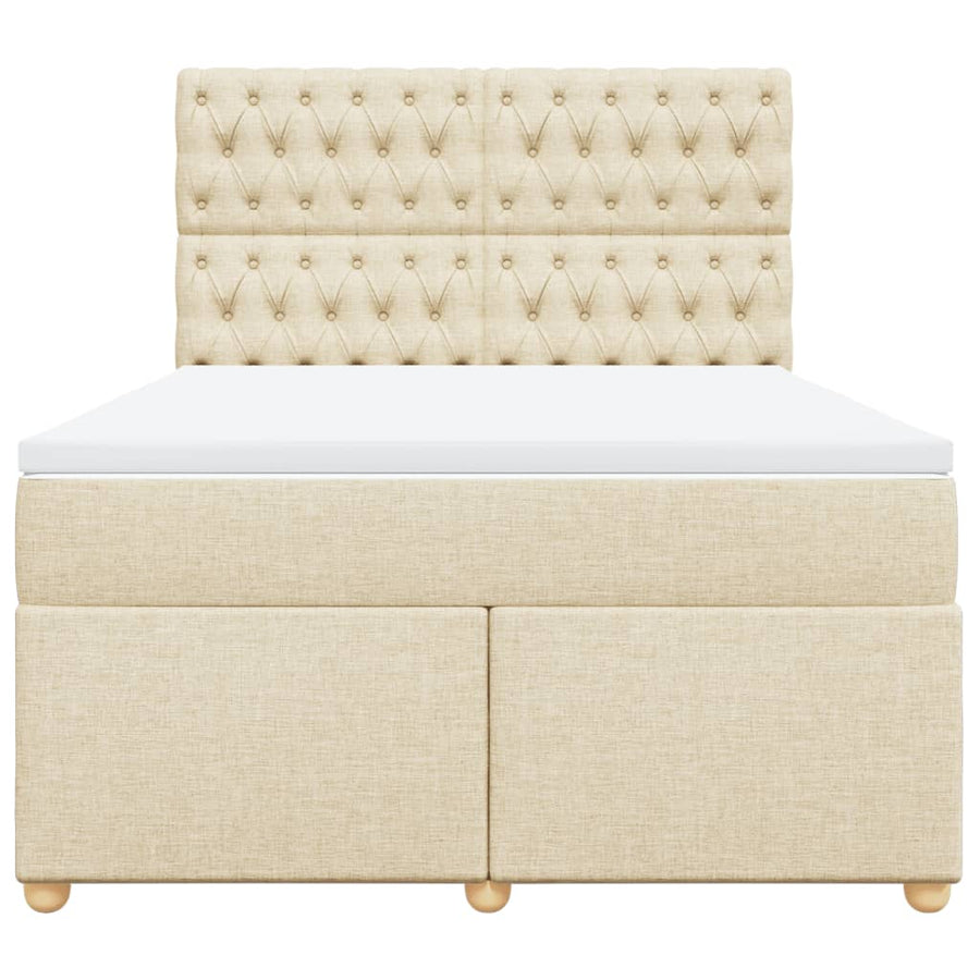 Boxspring met matras stof crèmekleurig 160x200 cm