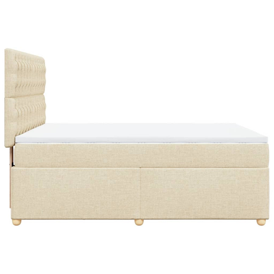 Boxspring met matras stof crèmekleurig 160x200 cm