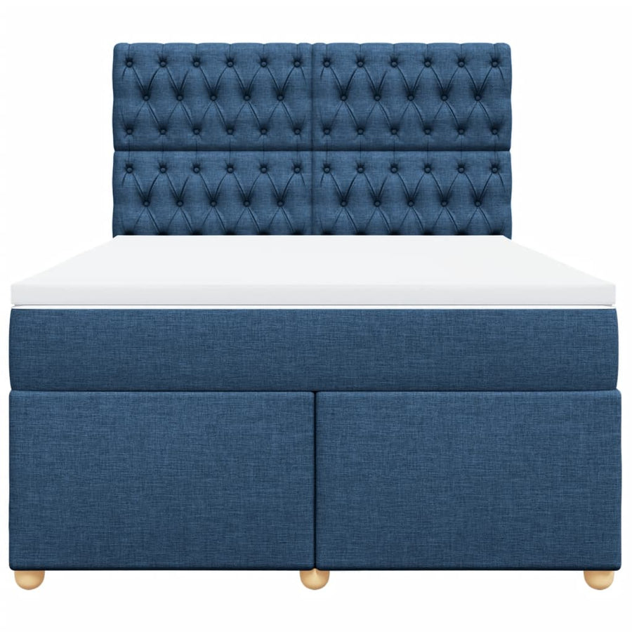 Boxspring met matras stof blauw 160x200 cm