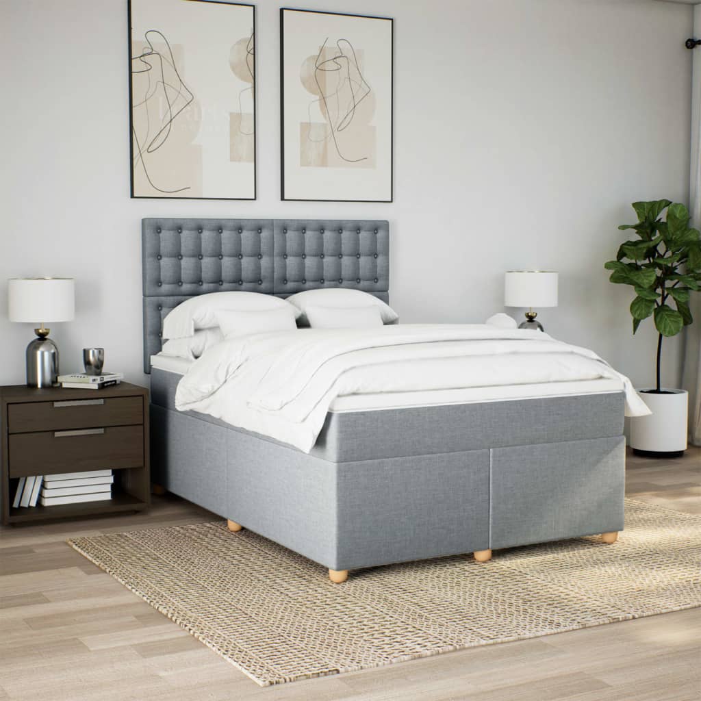 Boxspring met matras stof lichtgrijs 160x200 cm