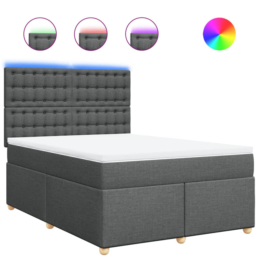 Boxspring met matras stof donkergrijs 160x200 cm