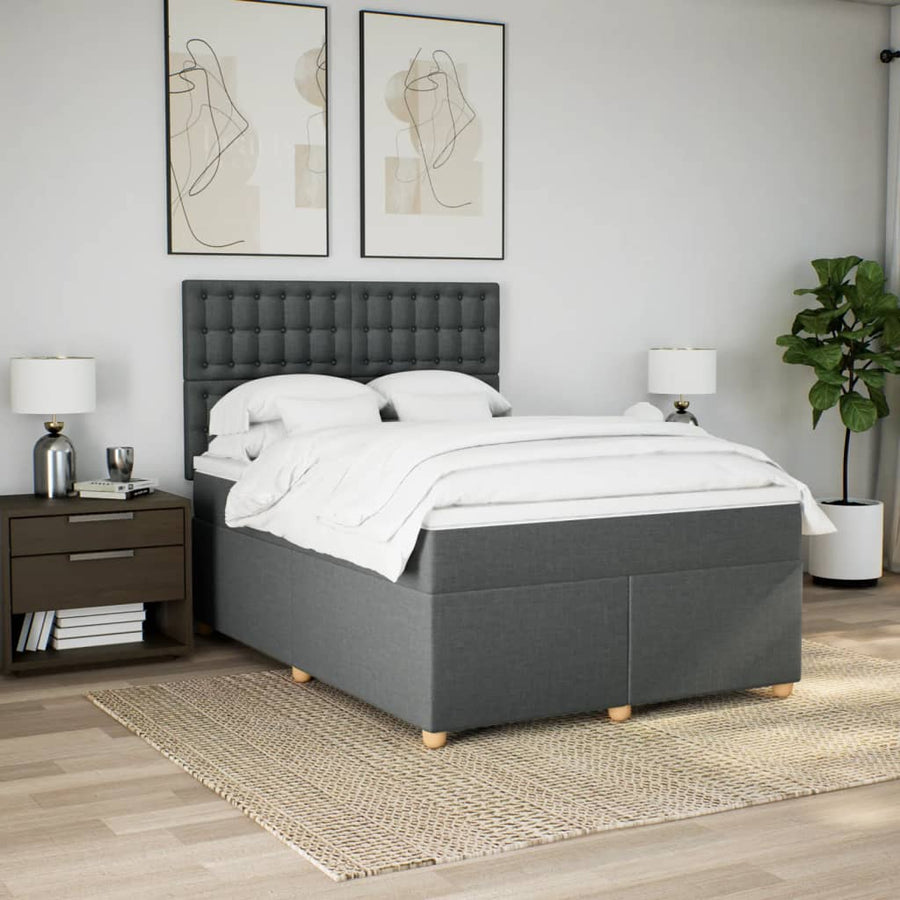 Boxspring met matras stof donkergrijs 160x200 cm