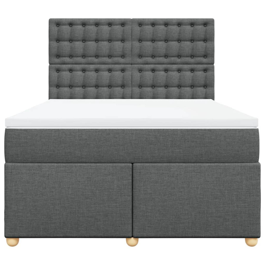 Boxspring met matras stof donkergrijs 160x200 cm
