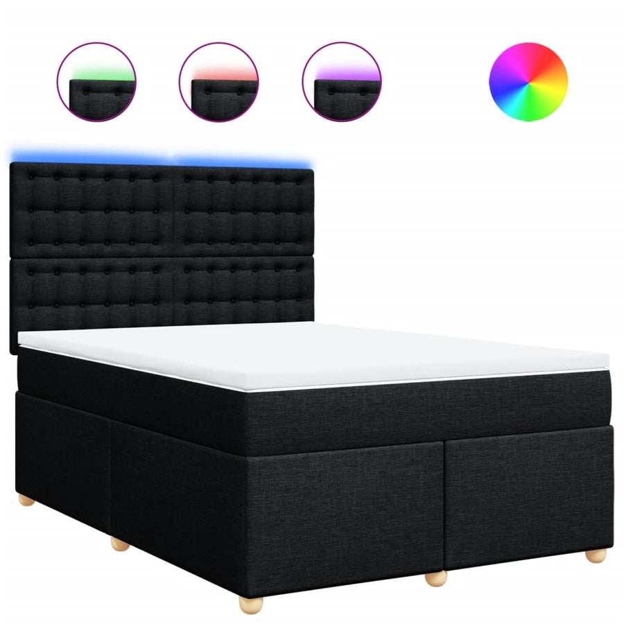 Boxspring met matras stof zwart 160x200 cm