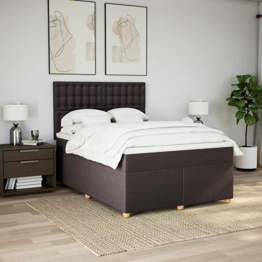 Boxspring met matras stof donkerbruin 160x200 cm