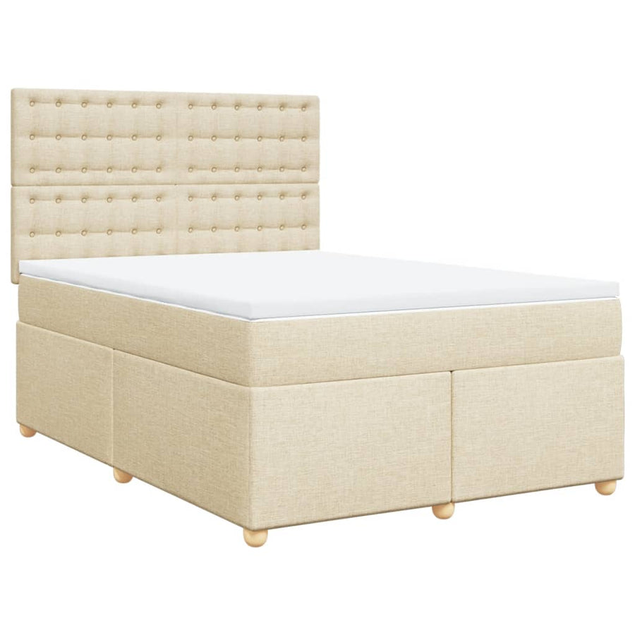 Boxspring met matras stof crèmekleurig 160x200 cm