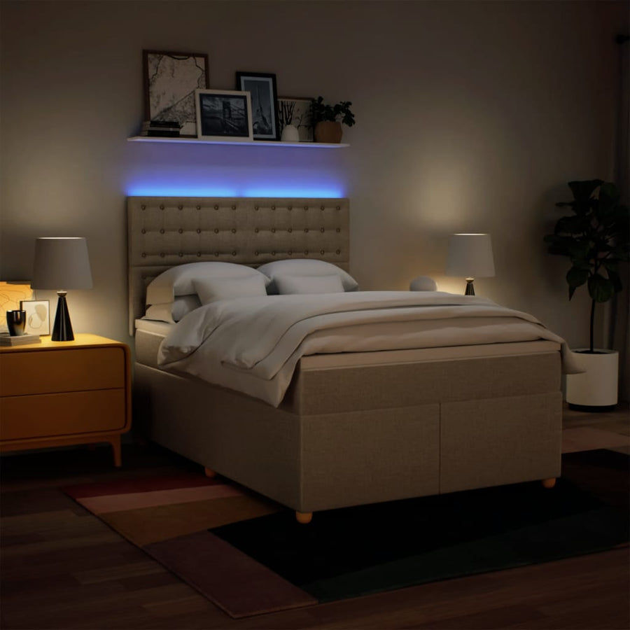 Boxspring met matras stof crèmekleurig 160x200 cm