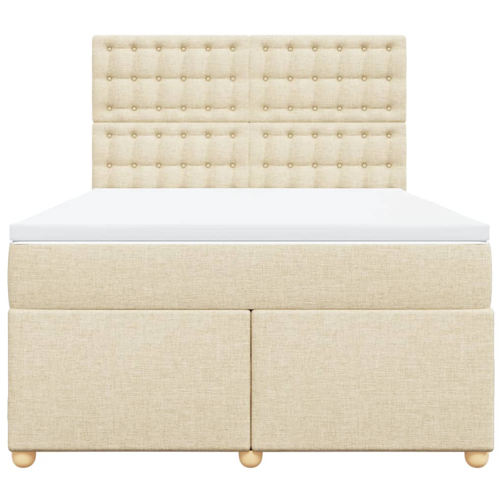 Boxspring met matras stof crèmekleurig 160x200 cm