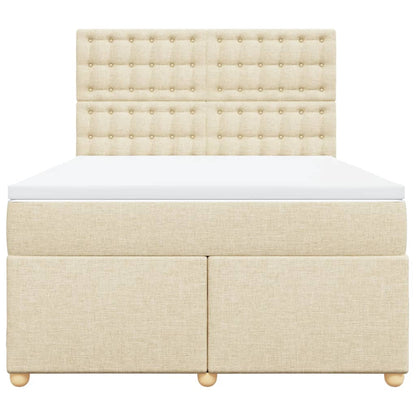 Boxspring met matras stof crèmekleurig 160x200 cm