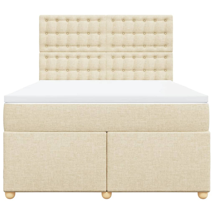Boxspring met matras stof crèmekleurig 160x200 cm