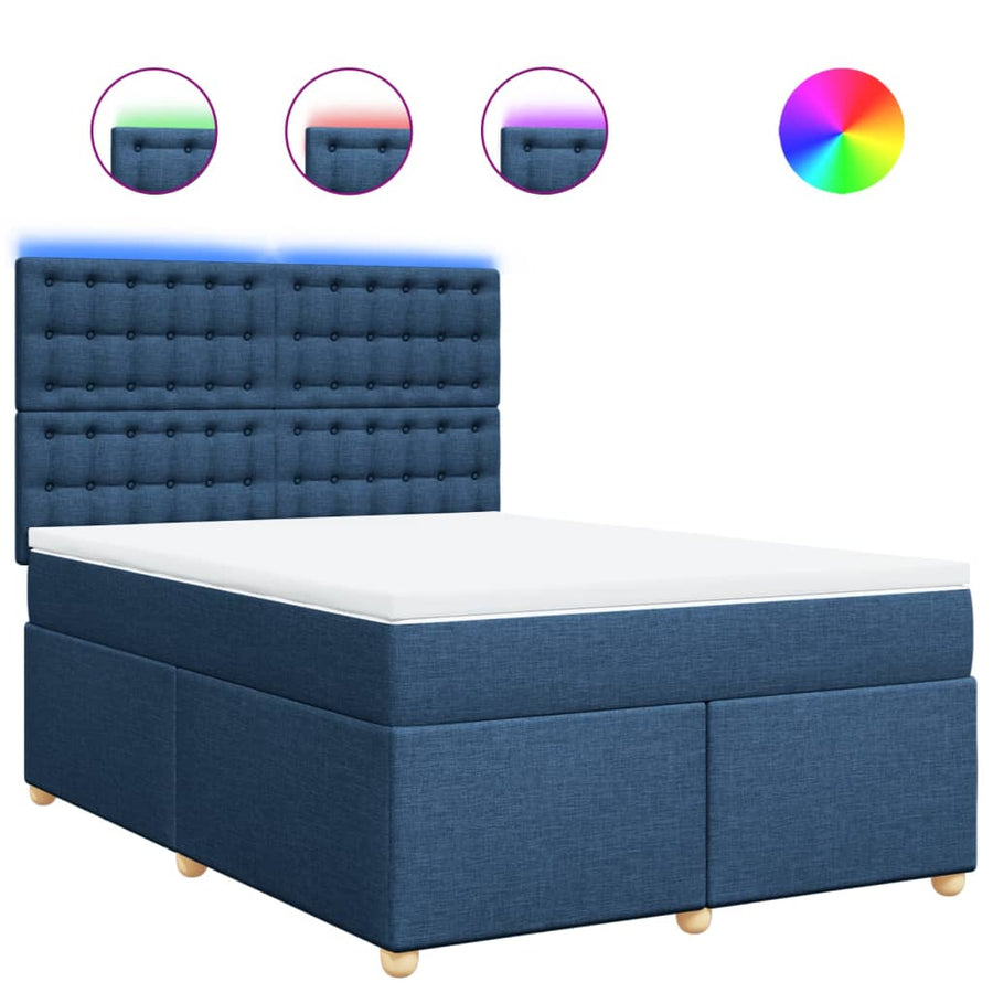 Boxspring met matras stof blauw 160x200 cm