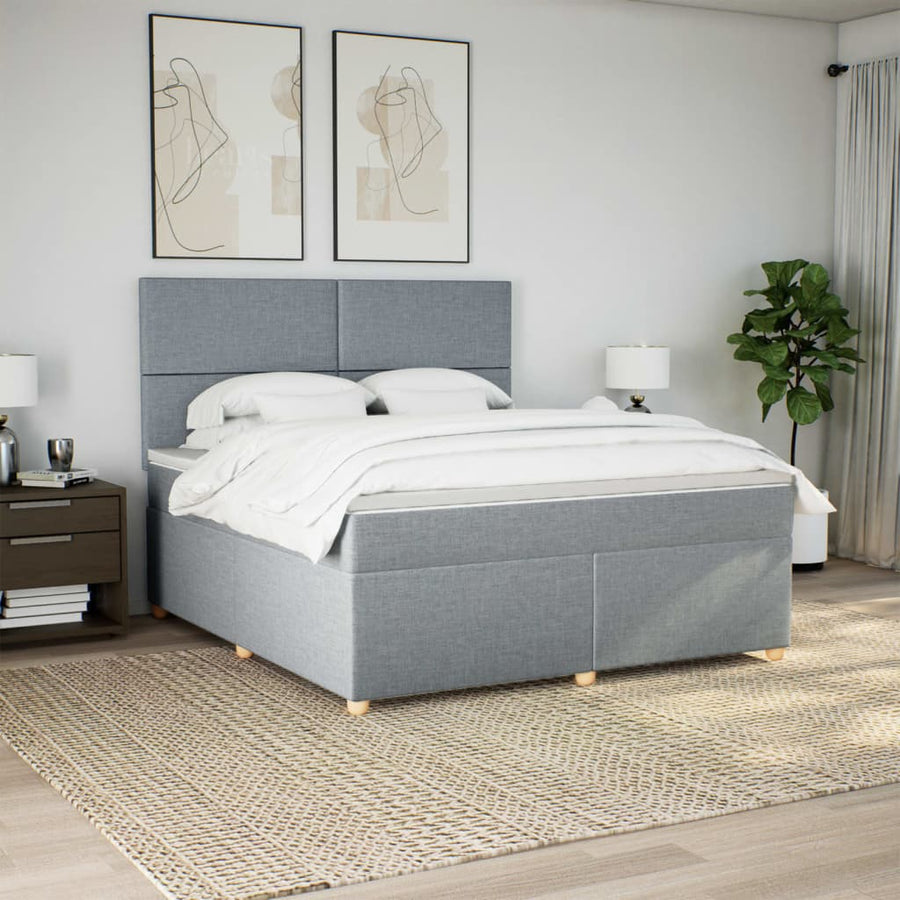 Boxspring met matras stof lichtgrijs 180x200 cm