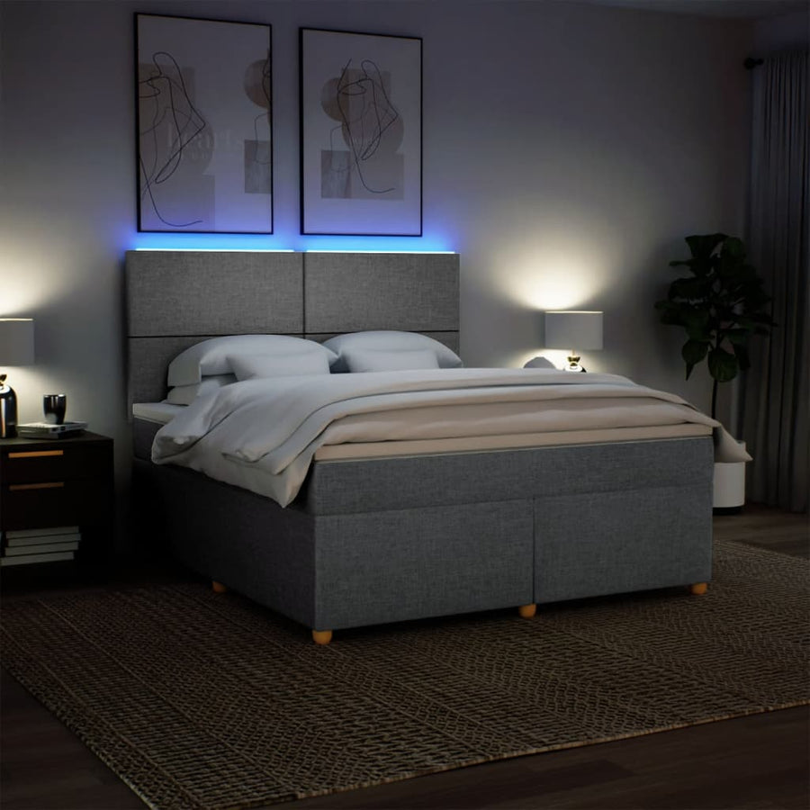 Boxspring met matras stof lichtgrijs 180x200 cm