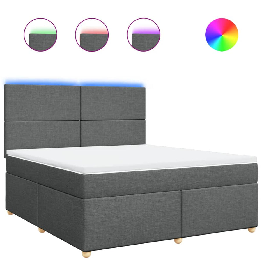 Boxspring met matras stof donkergrijs 180x200 cm