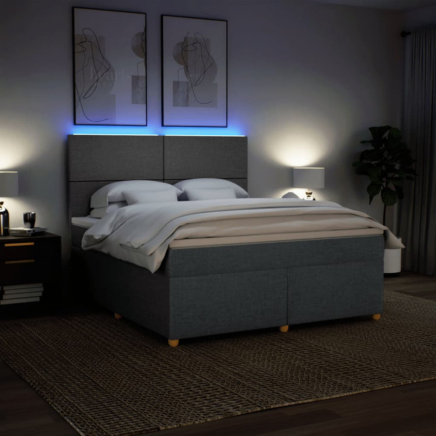 Boxspring met matras stof donkergrijs 180x200 cm