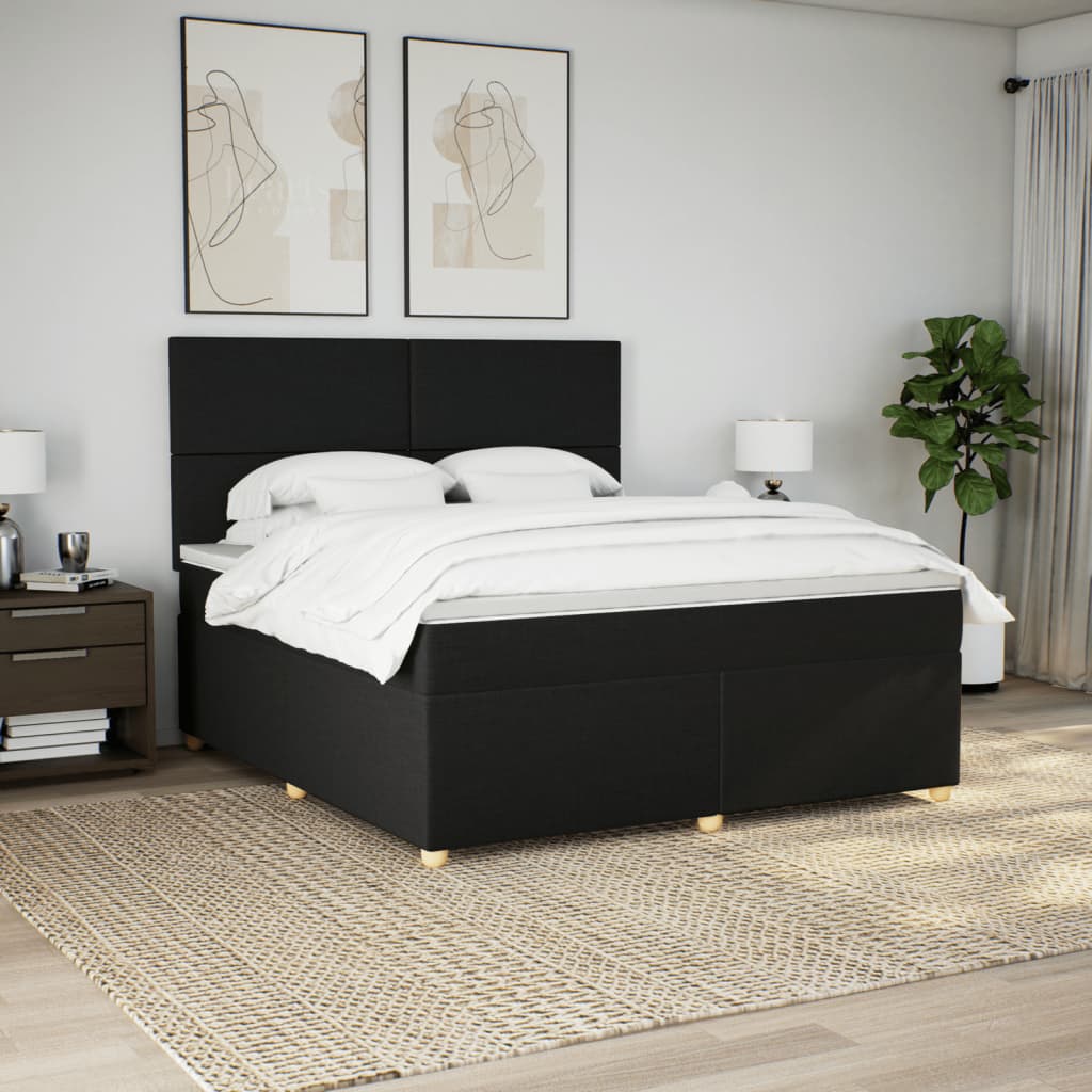 Boxspring met matras stof zwart 180x200 cm
