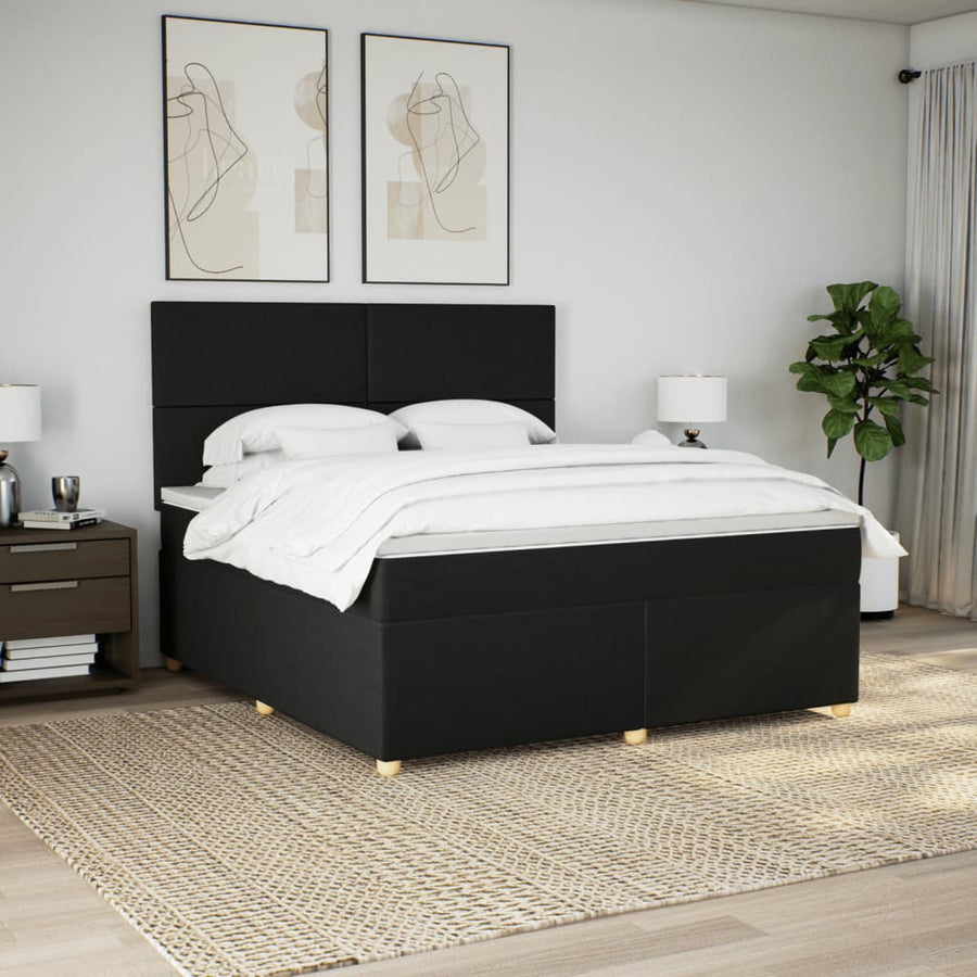 Boxspring met matras stof zwart 180x200 cm