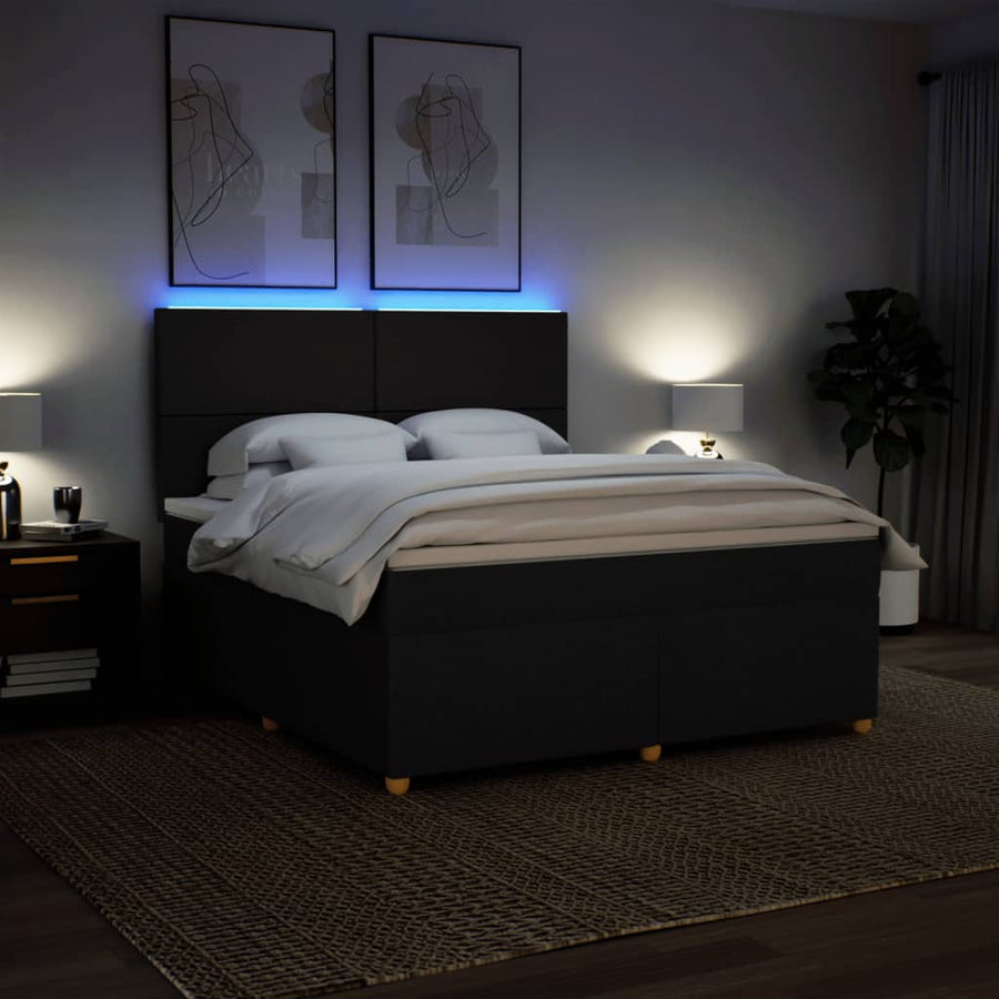 Boxspring met matras stof zwart 180x200 cm