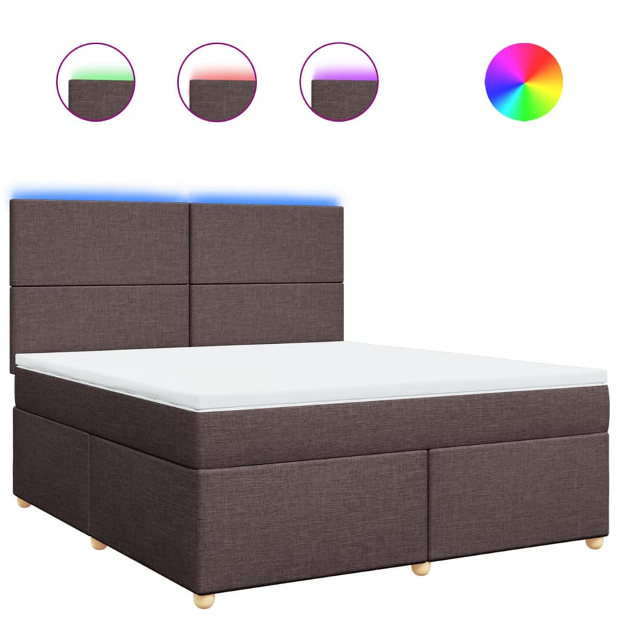 Boxspring met matras stof donkerbruin 180x200 cm