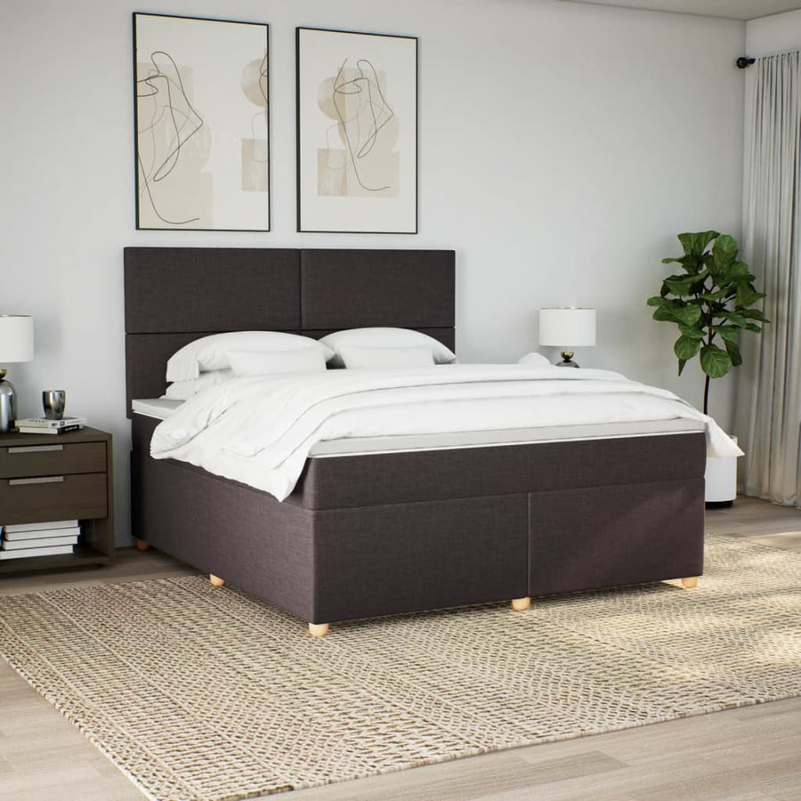 Boxspring met matras stof donkerbruin 180x200 cm