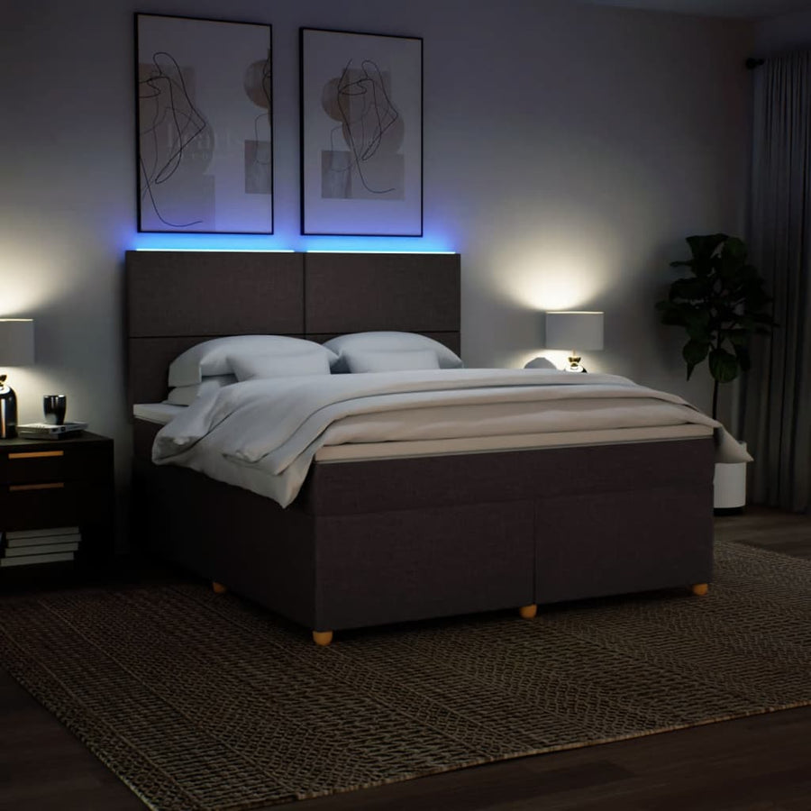 Boxspring met matras stof donkerbruin 180x200 cm
