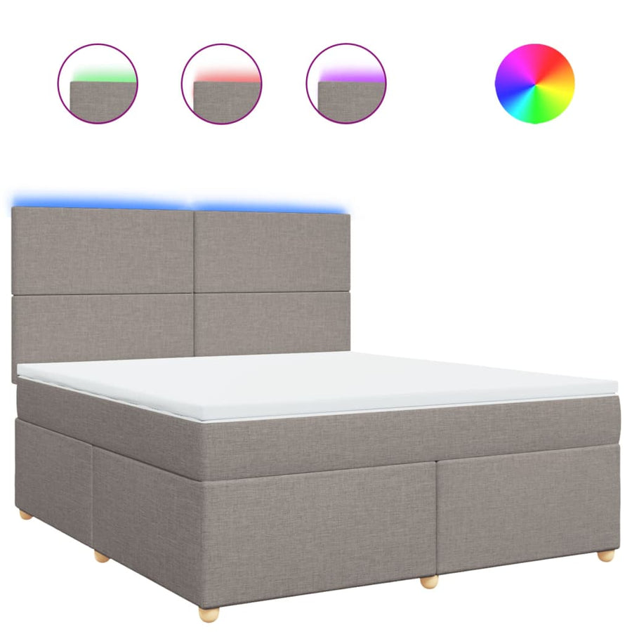 Boxspring met matras stof taupe 180x200 cm