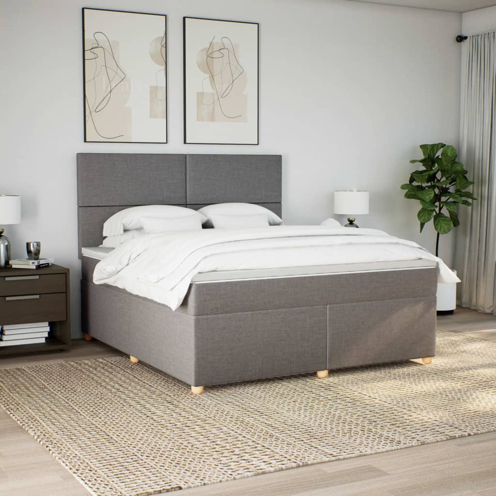 Boxspring met matras stof taupe 180x200 cm