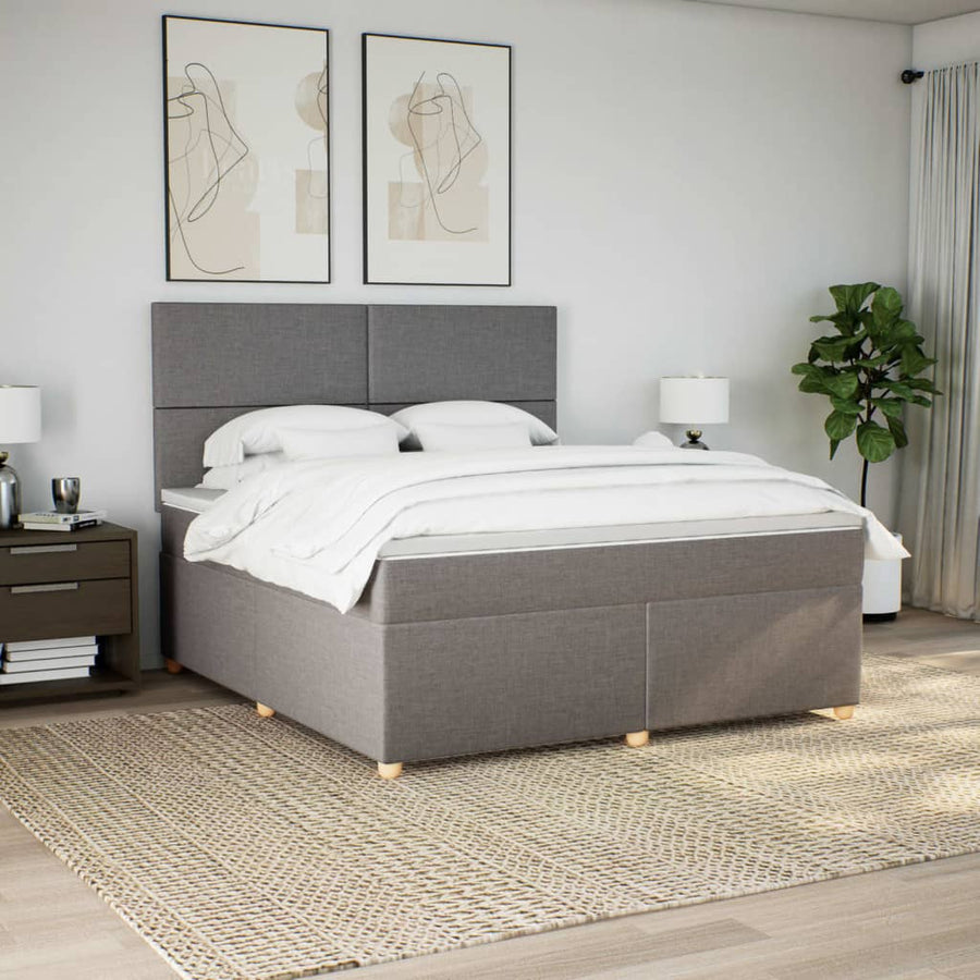 Boxspring met matras stof taupe 180x200 cm