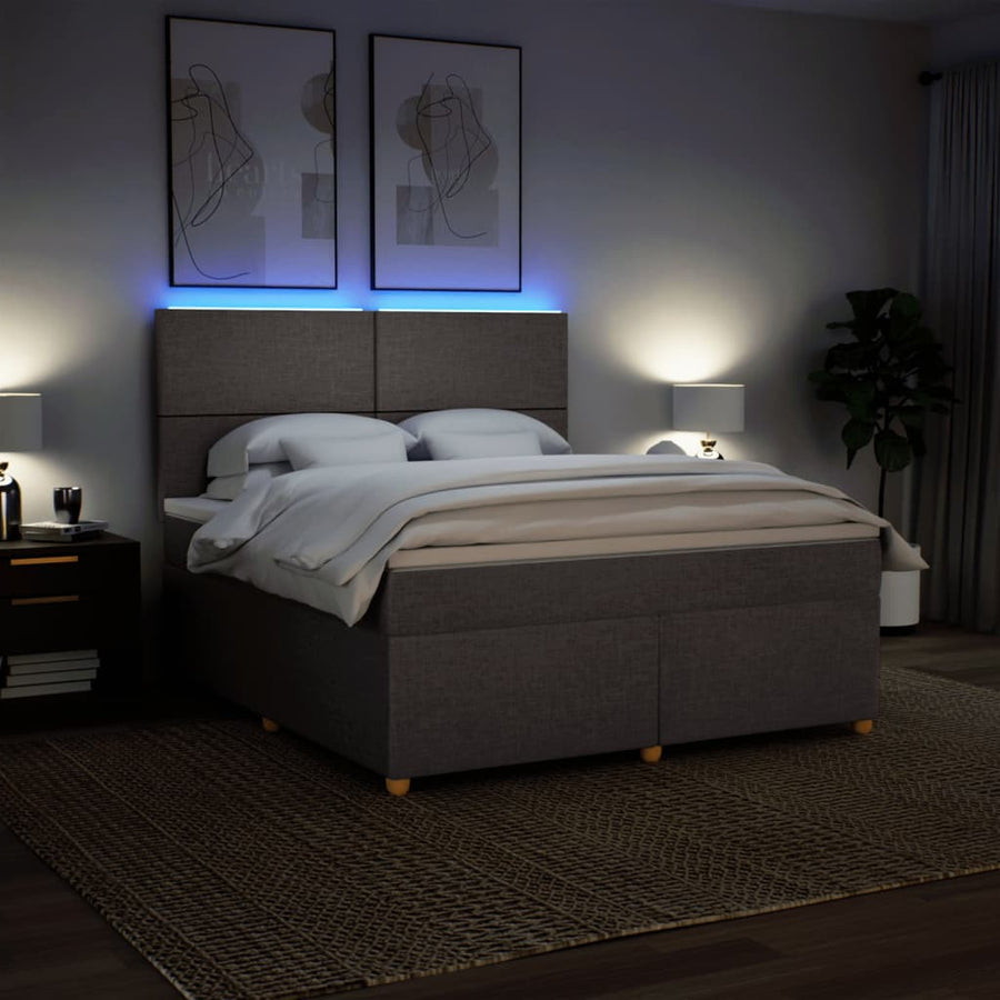 Boxspring met matras stof taupe 180x200 cm