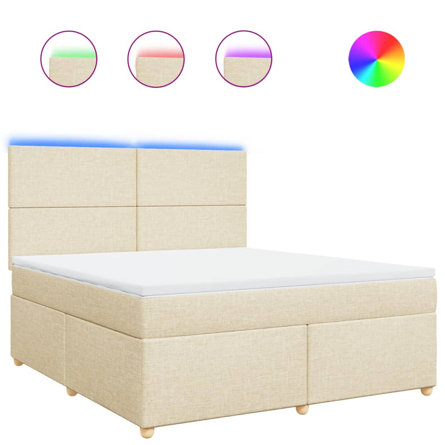 Boxspring met matras stof crèmekleurig 180x200 cm