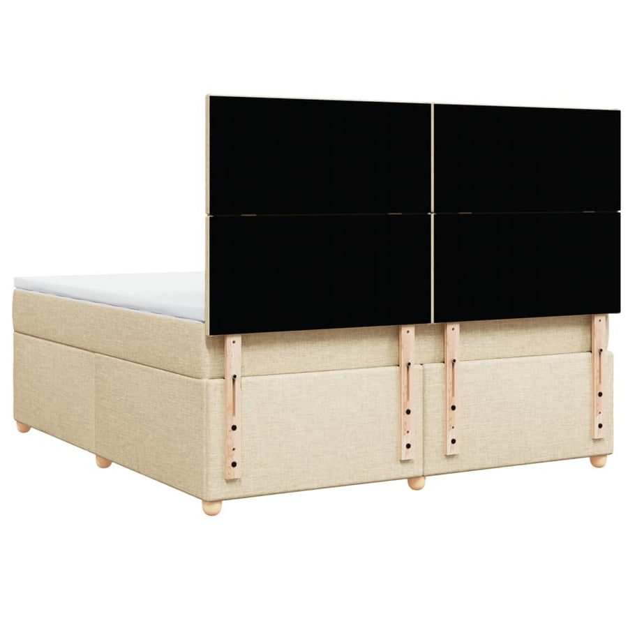 Boxspring met matras stof crèmekleurig 180x200 cm