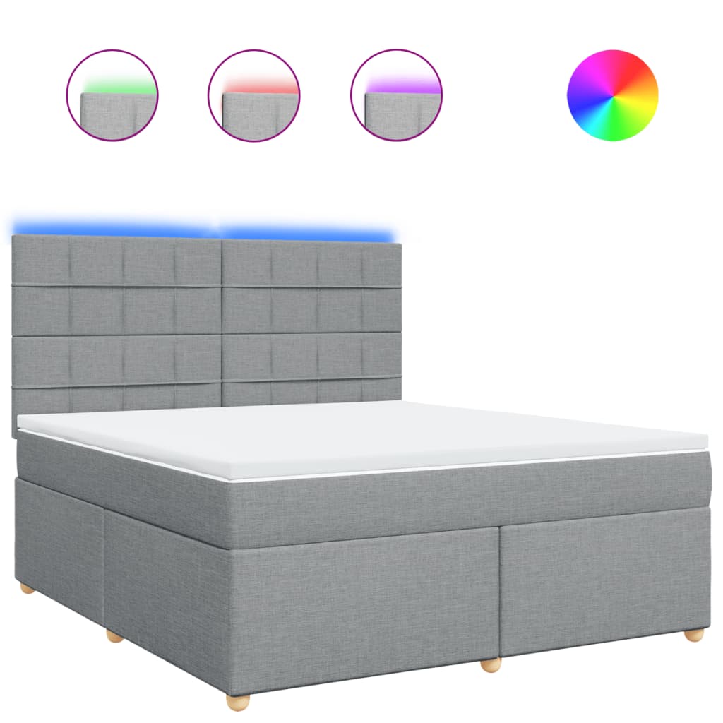 Boxspring met matras stof lichtgrijs 180x200 cm