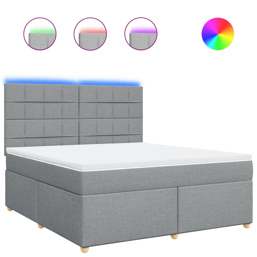 Boxspring met matras stof lichtgrijs 180x200 cm