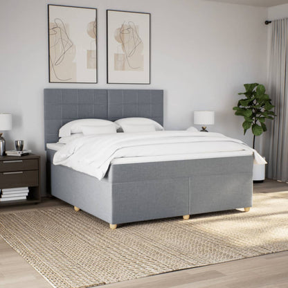 Boxspring met matras stof lichtgrijs 180x200 cm
