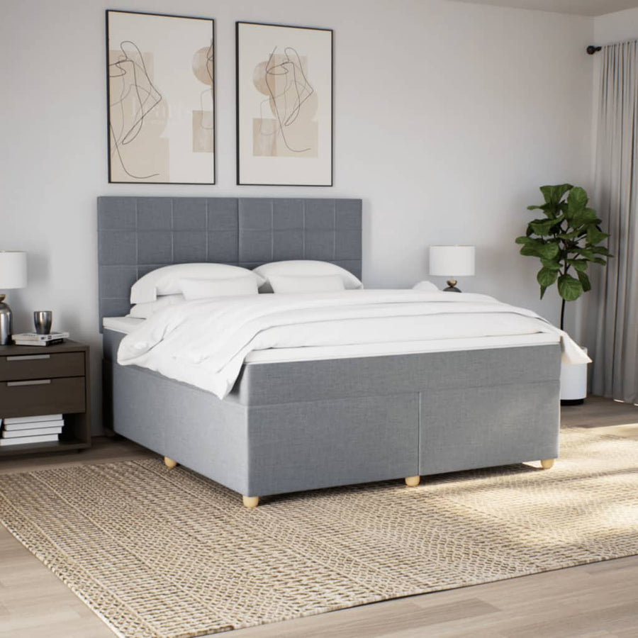 Boxspring met matras stof lichtgrijs 180x200 cm