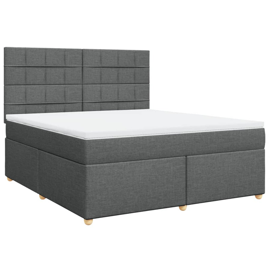 Boxspring met matras stof donkergrijs 180x200 cm