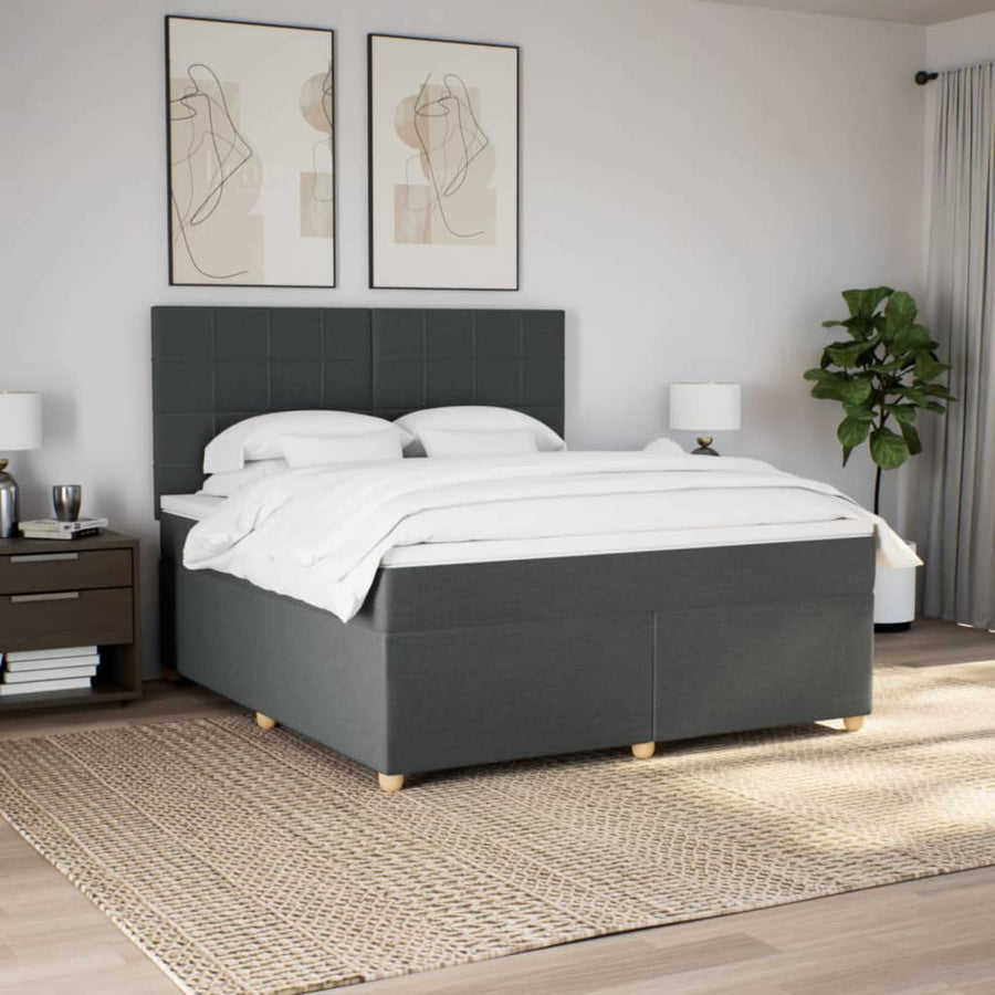 Boxspring met matras stof donkergrijs 180x200 cm