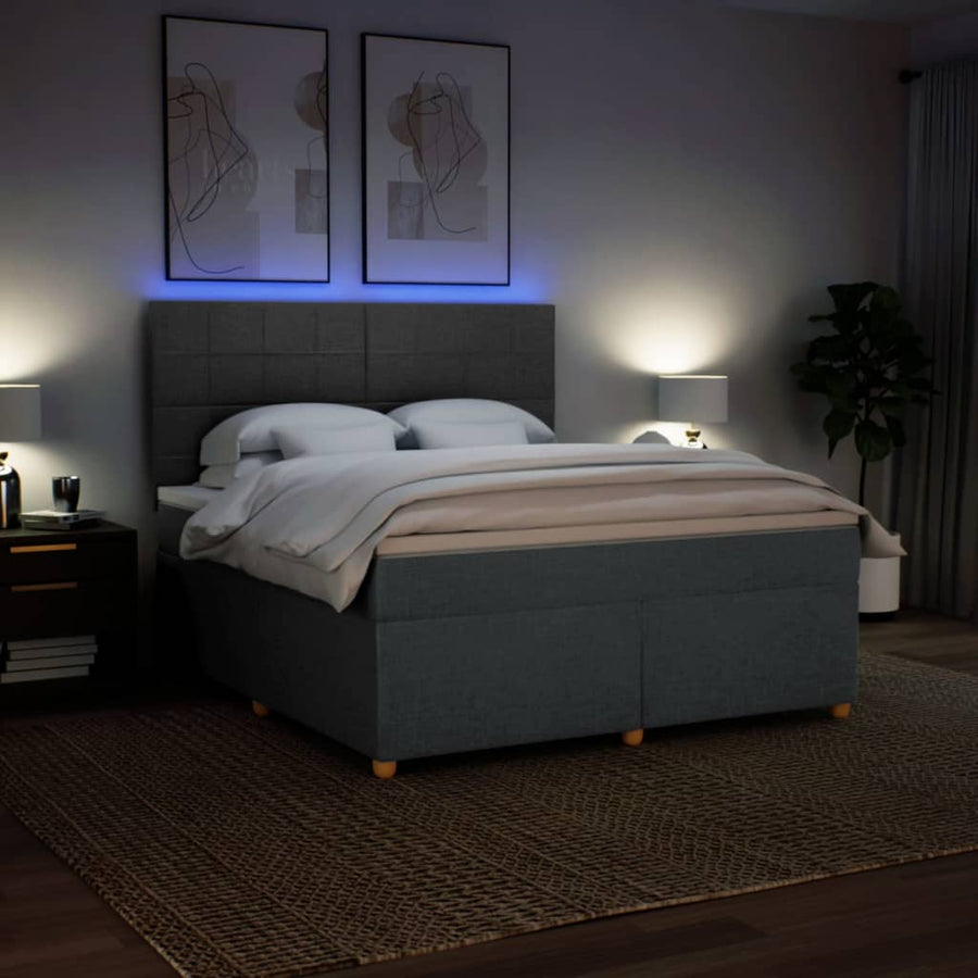 Boxspring met matras stof donkergrijs 180x200 cm